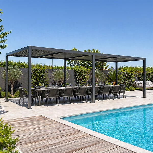 CONCEPT USINE - Pergola bioclimatique double 3x6 m noire PAROS - large