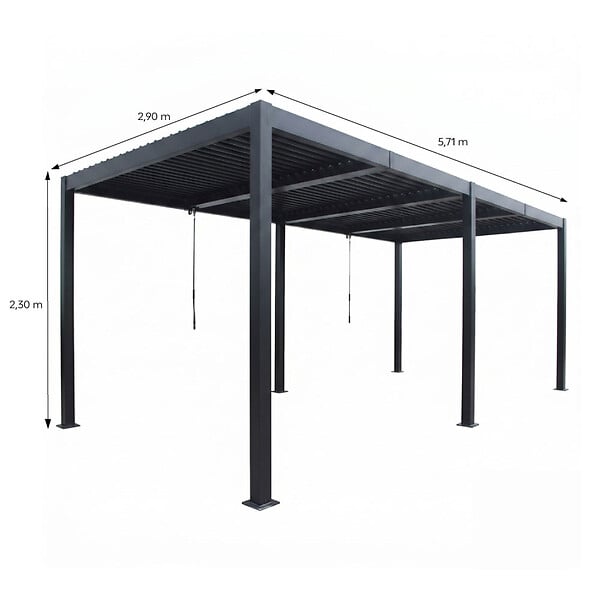 CONCEPT USINE - Pergola bioclimatique double 3x6 m noire PAROS - large