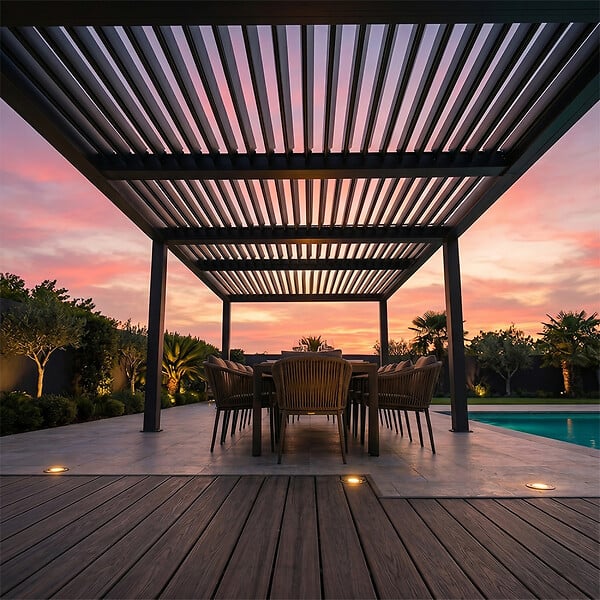 CONCEPT USINE - Pergola bioclimatique double 3x6 m noire PAROS - large