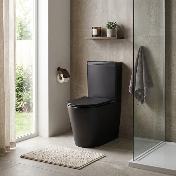 SWISS AQUA TECHNOLOGIES - Brevis WC à poser sans bride + abattant softclose, noir mat (SATBRE031RREXVPBKM) - large