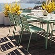 OVIALA - Ensemble table de jardin et 8 chaises en métal vert sauge - Palavas - vignette