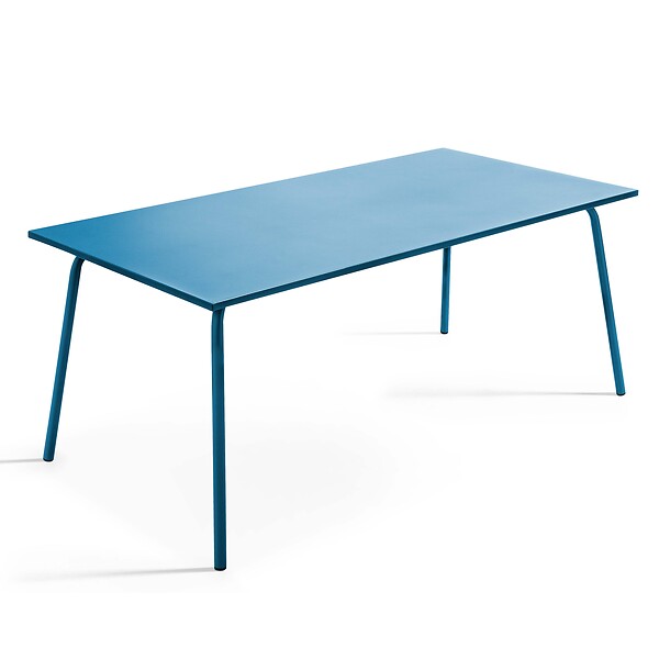 OVIALA - Ensemble table de jardin et 8 chaises en métal bleu pacific  - Palavas - large