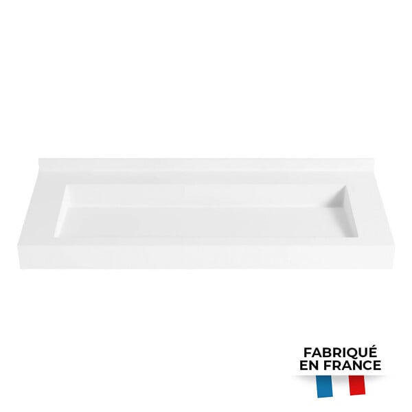 ISTONE - Ultra plan vasque autoportant 1200 x 520 x 100 mm, en Solid Surface, blanc mat (ERGO-1200) - large