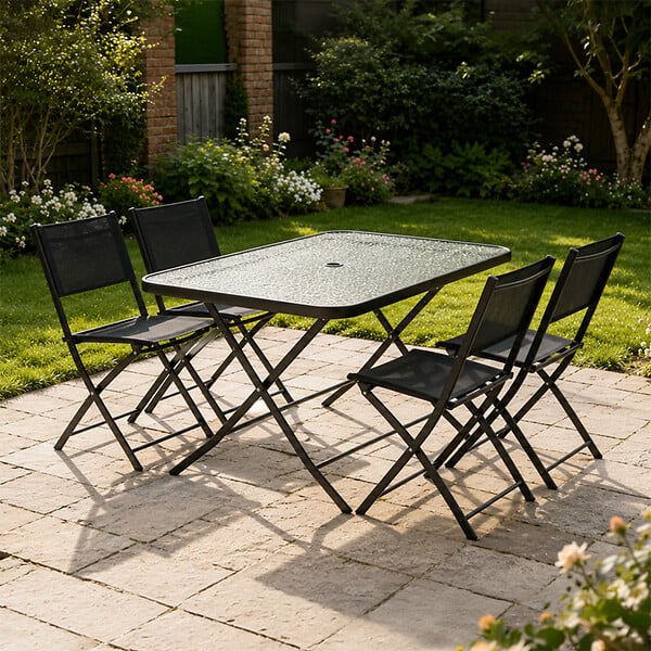 CONCEPT USINE - Ensemble table de jardin 130 cm et 4 chaises pliantes MAHON - large