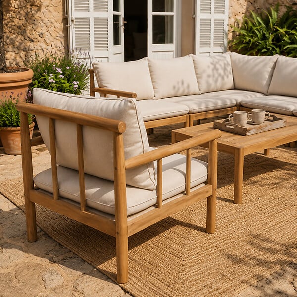 CONCEPT USINE - Salon de jardin 6 places en bois d’acacia certifié FSC PAKKRET - large