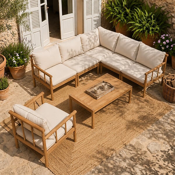 CONCEPT USINE - Salon de jardin 6 places en bois d’acacia certifié FSC PAKKRET - large