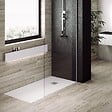 STANO - Receveur de douche 90 x 160 cm extra plat PURE en résine surface ardoisée blanc Grille inox - vignette