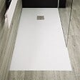 STANO - Receveur de douche 90 x 160 cm extra plat PURE en résine surface ardoisée blanc Grille inox - vignette