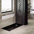 STANO - Receveur de douche 100 x 200 cm extra plat PURE en résine surface ardoisée noir Grille inox - vignette