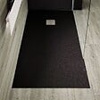 STANO - Receveur de douche 100 x 200 cm extra plat PURE en résine surface ardoisée noir Grille inox - vignette