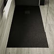 STANO - Receveur de douche 70 x 120 cm extra plat PURE en résine surface ardoisée noir Grille noire - vignette