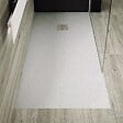 STANO - Receveur de douche 80 x 90 cm extra plat PURE en résine surface ardoisée gris Grille inox - vignette