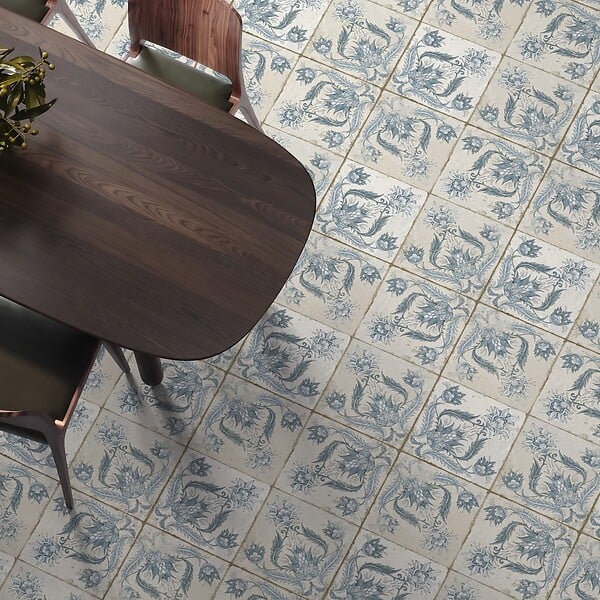 RO'MA NATURE - Carrelage Vintage Bleu Leptis 45x45x0,95 cm Camoria - Sol et mur intérieur (vendu par carton de 1 m²) - large