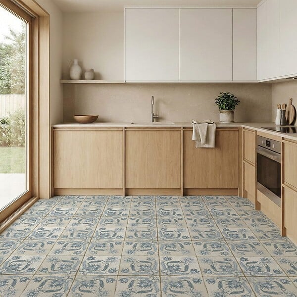 RO'MA NATURE - Carrelage Vintage Bleu Leptis 45x45x0,95 cm Camoria - Sol et mur intérieur (vendu par carton de 1 m²) - large