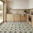 RO'MA NATURE - Carrelage Vintage effet Carreau ciment 3D Etoile Verte et Fond Blanc 45x45x0,95 cm Sparta - Sol et mur intérieur (vendu par carton de 1 m²) - vignette