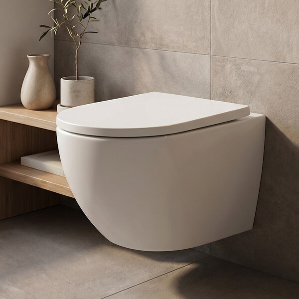SWISS AQUA TECHNOLOGIES - WC suspendu sans bride Vortex et fixations invisibles, abattant frein de chute (SAT67010RTORP) - large