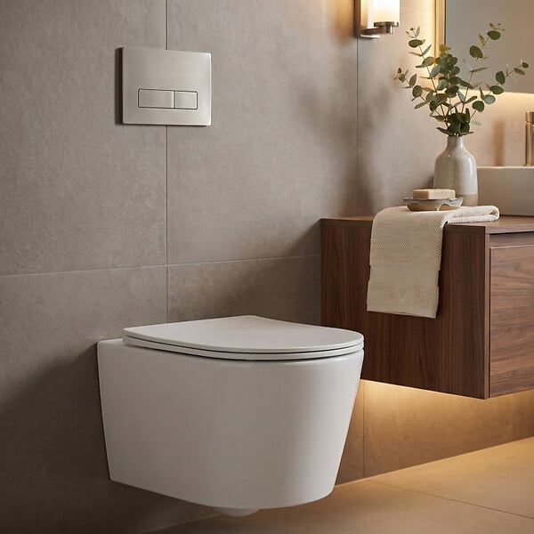 CERAMIA - Vortex rimless WC suspendu 53,5 cm sans bride avec abattant SoftClose, effet Vortex, blanc brillant (CE142010RTORP) - large