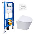 ROCA - Pack WC bâti-support + WC suspendu sans bride Swiss Aqua Technologies avec abattant SoftClose + plaque (ROSTINWR01-FR) - vignette