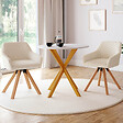 ID MARKET - Lot de 2 chaises pivotantes 360° de salle à manger, fauteuils de table JANY en velours côtelé beige - vignette