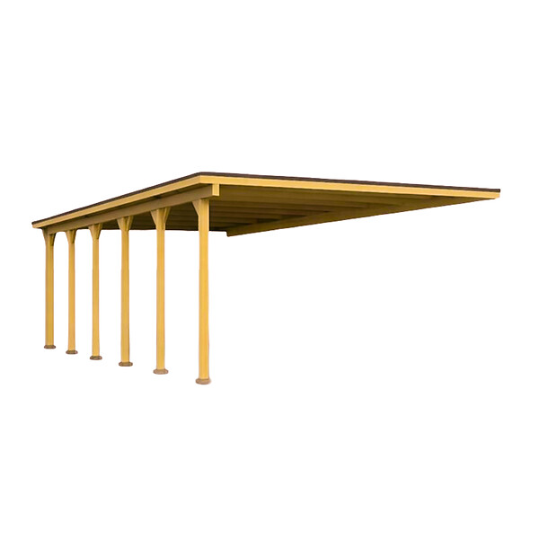 DIRECT-ABRIS - Carport Adosse Bois RIVERSIDE - 1 Voiture - 363 x 858 - Abris Voiture - Feutre Bitumeux sur les Voliges - Bandeau de Finition - Toit Plat - large