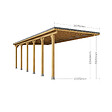 DIRECT-ABRIS - Carport Adosse Bois RIVERSIDE - 1 Voiture - 363 x 858 - Abris Voiture - Feutre Bitumeux sur les Voliges - Bandeau de Finition - Toit Plat - vignette