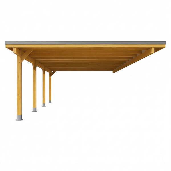 DIRECT-ABRIS - Carport Adosse Bois RIVERSIDE - 2 Voitures - 548 x 550 - Abris Voiture - Feutre Bitumeux sur les Voliges - Bandeau de Finition - Toit Plat - large
