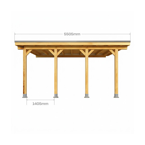 DIRECT-ABRIS - Carport Adosse Bois RIVERSIDE - 2 Voitures - 548 x 550 - Abris Voiture - Feutre Bitumeux sur les Voliges - Bandeau de Finition - Toit Plat - large