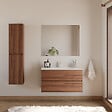 COSYNEO - Meuble de salle de bain 100cm simple vasque - 2 tiroirs - sans miroir - noyer (bois foncé) - IDA - vignette