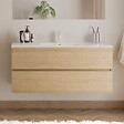 COSYNEO - Meuble de salle de bain 120cm simple vasque - 2 tiroirs - sans miroir - nebraska (chêne clair) - IDA - vignette