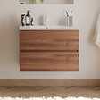 COSYNEO - Meuble de salle de bain 60cm simple vasque - 2 tiroirs - noyer (bois foncé) - IDA - vignette