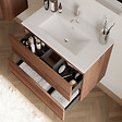 COSYNEO - Meuble de salle de bain 60cm simple vasque - 2 tiroirs - noyer (bois foncé) - IDA - vignette