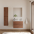 COSYNEO - Meuble de salle de bain 60cm simple vasque - 2 tiroirs - noyer (bois foncé) - IDA - vignette