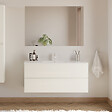 COSYNEO - Meuble de salle de bain 120cm simple vasque - 2 tiroirs - blanc brillant - IDA - vignette
