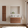 COSYNEO - Meuble de salle de bain 90cm simple vasque - 2 tiroirs - sans miroir - noyer (bois foncé) - IDA - vignette