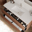 COSYNEO - Meuble de salle de bain 120cm simple vasque - 2 tiroirs - noyer (bois foncé) - IDA - vignette