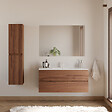 COSYNEO - Meuble de salle de bain 120cm simple vasque - 2 tiroirs - noyer (bois foncé) - IDA - vignette