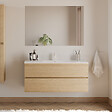 COSYNEO - Meuble de salle de bain 120cm simple vasque - 2 tiroirs - nebraska (chêne clair) - IDA - vignette