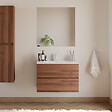 COSYNEO - Meuble de salle de bain 70cm simple vasque - 2 tiroirs - noyer (bois foncé) - IDA - vignette