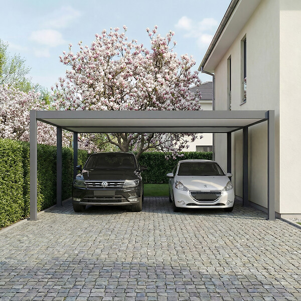 DIRECT-ABRIS - Carport Aluminium 570 x 645 cm WESTON - 37 m2 - Hauteur : 255 - 2 Voitures - Abri Voiture Autoportant - Gouttière incluse - Pergola - Gris Anthracite - large