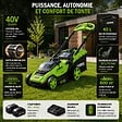 VITO - Tondeuse à gazon 40V - 2 Batteries lithium 3.0Ah Chargeur double Moteur Brushless 600m2 VITO - vignette
