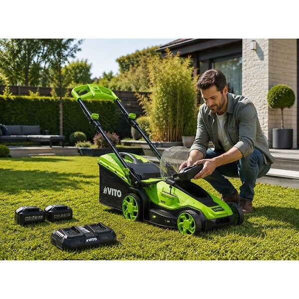 VITO - Tondeuse à gazon 40V - 2 Batteries lithium 3.0Ah Chargeur double Moteur Brushless 600m2 VITO - large