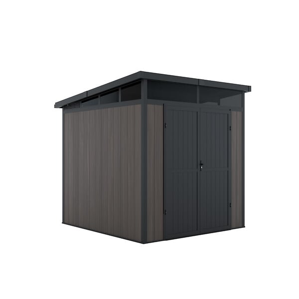 DIRECT-ABRIS - Abri de Jardin Bois Composite 4m2 Gris 237x223x227cm EVORA - Cabane a Outils - Local a Vélo - large