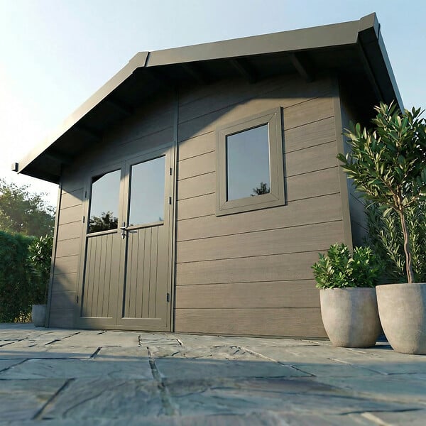 DIRECT-ABRIS - Abri de Jardin Composite ISORA - 15m2 Gris - Cabane Atelier / Abri Velo - large