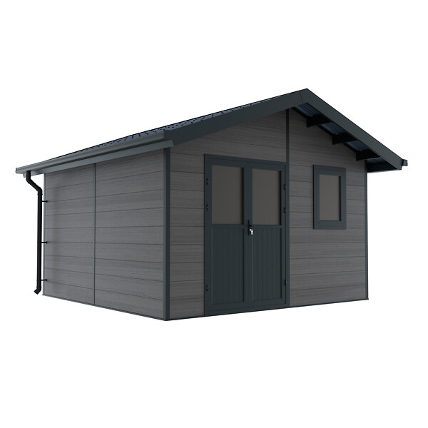 DIRECT-ABRIS - Abri de Jardin Composite ISORA - 15m2 Gris - Cabane Atelier / Abri Velo - large