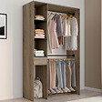 ID MARKET - Dressing double penderie L. 110 cm MIRTY avec étagères + tiroir + rangements à chaussures hêtre et noir - vignette