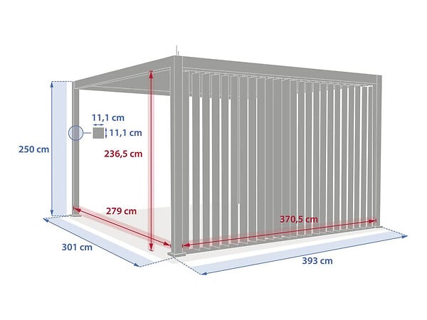HESPERIDE - Persienne verticale pour pergola Evora côté 4 m Graphite - Hespéride - large