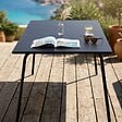 OVIALA - Table de jardin rectangulaire en acier 8 places 180 cm noir - Palavas - vignette
