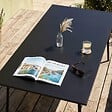 OVIALA - Table de jardin rectangulaire en acier 8 places 180 cm noir - Palavas - vignette