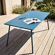 OVIALA - Table de jardin ractangulaire en métal 8 places 180 cm bleu pacific - Palavas - vignette