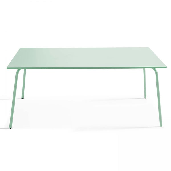 OVIALA - Table de jardin rectangulaire en métal 8 places 180 cm vert sauge - Palavas - large